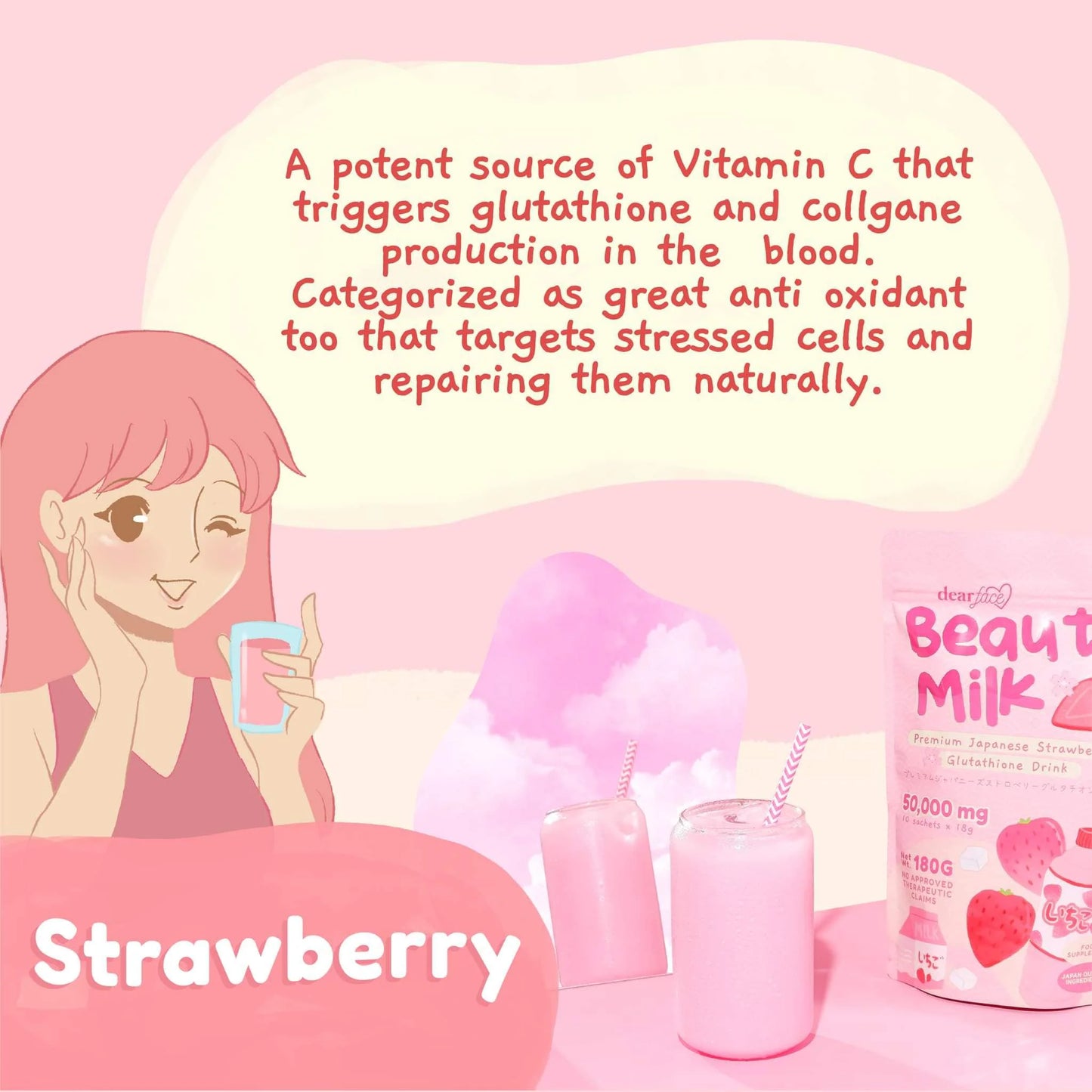 Beauty Milk Premium Japanese Strawberry Glutathione Drink