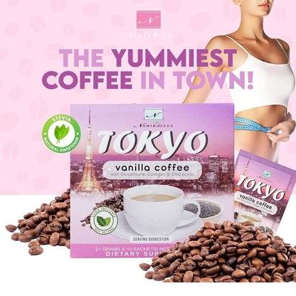 Namiroseus TOKYO Vanilla Coffee with Glutathione, Collagen & Chia Seeds - 21g x 10 Sachets