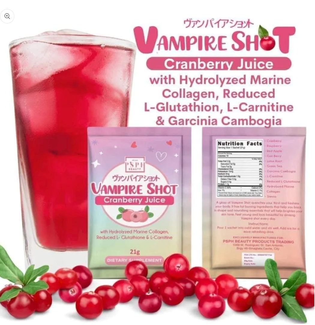 PSPH Beauty Vampire Shot Cranberry & Blue Lemonade Juice 21g x 15 Sachet