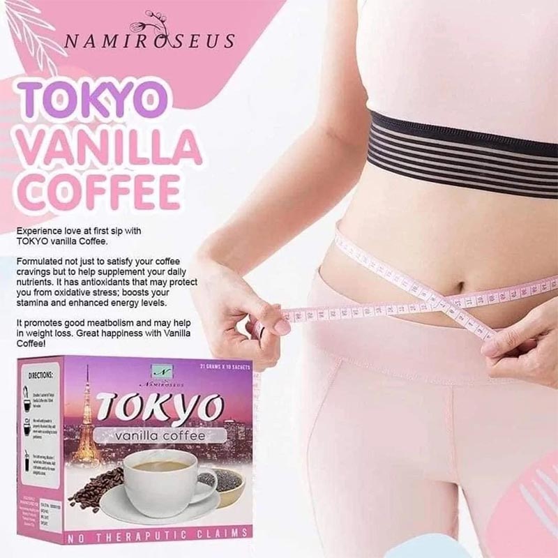 Namiroseus TOKYO Vanilla Coffee with Glutathione, Collagen & Chia Seeds - 21g x 10 Sachets