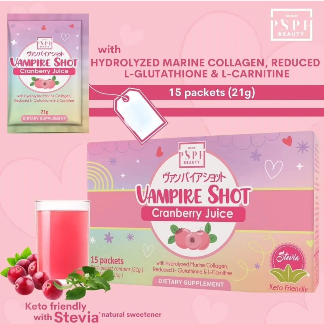 PSPH Beauty Vampire Shot Cranberry & Blue Lemonade Juice 21g x 15 Sachet