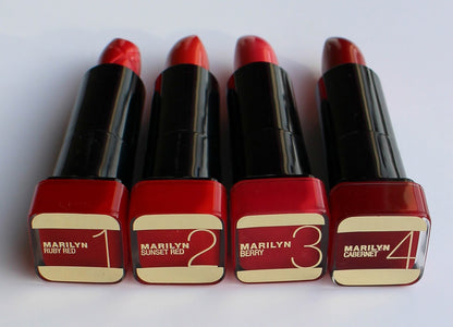 Max Factor Lipstick Marilyn Monroe | Color: #1 Ruby Red | #2 Sunset Red | #3 Berry | 4 #Cabernet