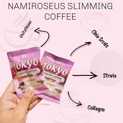 Namiroseus TOKYO Vanilla Coffee with Glutathione, Collagen & Chia Seeds - 21g x 10 Sachets