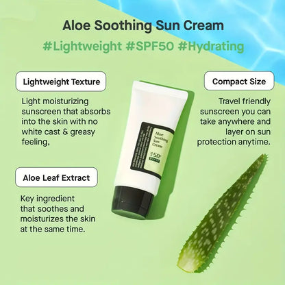 Aloe Vera Sun Cream, Sunscreen, SPF 50+/PA+++, 50ml