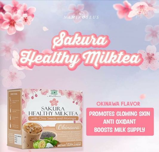 Namiroseus SAKURA Healthy Milktea – Okinawa (with Chia Seeds and Moringa) 21g x 10sachets