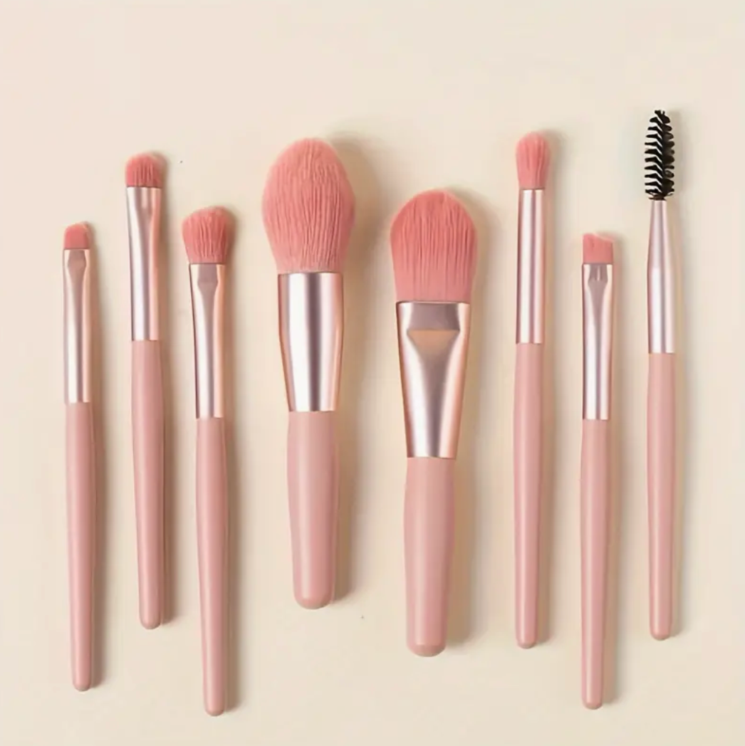 Mini Makeup Brush Set, 8pcs Portable Kit For Eye & Blush